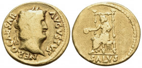 Aureus AV
Rome, 65-66 AD, Nero (54-68), NERO CAESAR AVGVSTVS, Laureate head of Nero to right, with slight beard / SALVS, Salus seated left on throne,...