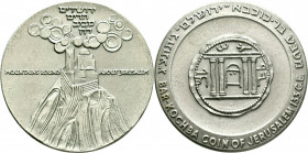 Medal AR
Commemorating the Bar-Kochba coin of Jerusalem minted in 133 AD, A symbolic sketch of Jerusalem / In the center a replica of the Bar Kochba ...