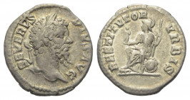 Denarius AR
Septimius Severus (193-211), Rome, SEVERVS PIVS AVG / RESTITVTOR VRBIS, Roma
19 mm, 3 g
RIC 288