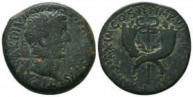 Dupondius Æ
Tiberius (14-37 AD), Commagene, AD 20-21, TI CAESAR DIVI AVGVSTI F AVGVSTVS, laureate head right / PONT MAXIM COS III IMP VII TR POT XXI,...