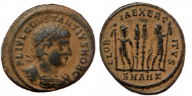 Follis Æ
Constantius II (324-337), AE, FL IVL CONSTANTIVS NOB C, laureate cuirassed bust right, GLORIA EXERCITVS, two soldiers standing holding spear...