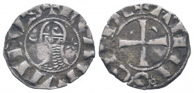 Denier AR
Antioch, Bohemund III (1163-1201), + BOAИVHDVS, helmeted and mailed head left; crescent before, star behind / + AИTI:OCHIA, cross pattée; c...