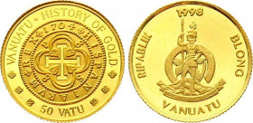 50 Vatu AV
Vanuatu, 1998, History of Gold, Gold 999/1000
14 mm, 1,24 g
KM# 31