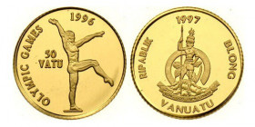 50 Vatu AV
Vanuatu, 1997, Olympic Games 1996, Gold 999/1000
14 mm, 1,24 g
KM# 44
