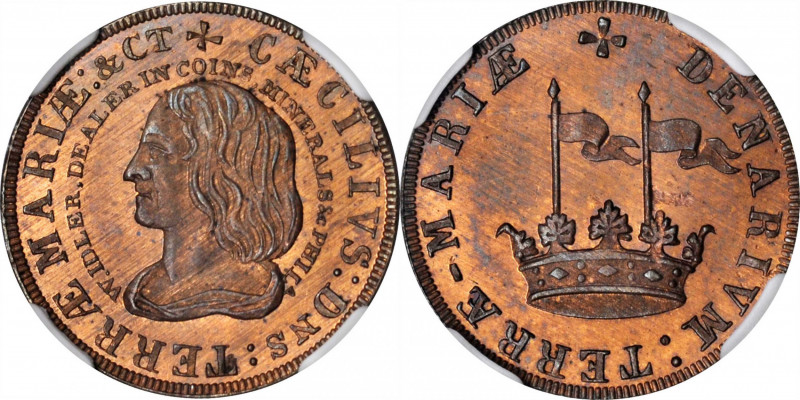 Undated (1860s) Lord Baltimore Penny, or Denarium. Idler Copy. Kenney-2, W-15660...