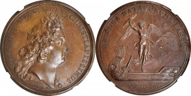 "1677" Dutch Fleet Burned and French Colony at Tobago Preserved Medal. Betts-52, Lec-2. Bronze. MS-65 BN (NGC).

41 mm.