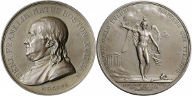 "1784" (1880-) Franklin Winged Genius Medal. Paris Mint Restrike. By Augustin Dupre. Adams-Bentley 14, Betts-619, Greenslet GM-35. Silver. Mint State....