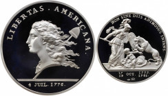 "1781" (2004) Libertas Americana Medal. Modern Paris Mint Dies. Silver. Gem Proof Deep Cameo (PCGS.

40 mm. 24 grams, .999 fine.