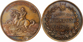 "1775-6" (ca. 1859) Siege of Boston Medal. Lovett's Series No. 2 Philada. Musante GW-254, Baker-50A. Copper. Reeded Edge. Mint State, Obverse Planchet...