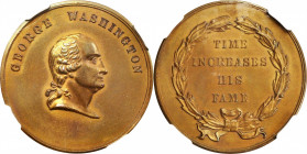 Undated (ca. 1861) Time Increases His Fame Medal. By William Kneass and Anthony C. Paquet. Musante GW-442, Baker-91D, Julian PR-27. Bronze. Unc Detail...
