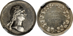 "1799" (ca. 1862) U.S. Mint Born and Died Medalet. Paquet P Obverse - Third Wreath Reverse. Musante GW-445, Baker-155A, Julian PR-26. Silver. MS-63 (N...