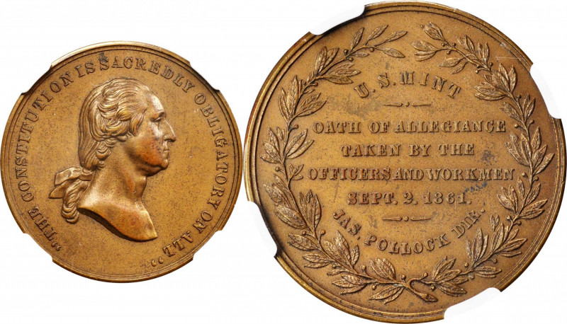 1861 U.S. Mint Oath of Allegiance Medal. By Anthony C. Paquet. Musante GW-476, B...