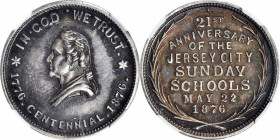 1876 Jersey City Sunday Schools Medal. First Obverse. By David Proskey. Musante GW-858, Baker-372. Silver. MS-63 (NGC).

29 mm.