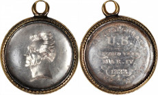 1833 Andrew Jackson Presidential Medalet. Julian PR-33, DeWitt-AJACK 1832-4. Silver. Mint State.

19 mm, medalet only. Enclosed in a looped gold-col...