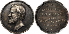 Undated (ca. 1866-1868) Ulysses S. Grant Presidential Medalet. By Anthony C. Paquet. Julian PR-42. Silver. MS-62 (NGC).

18 mm.
