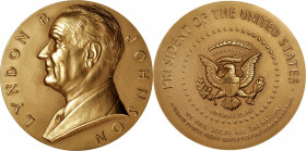 1963 Lyndon B. Johnson Presidential Medal. By Gilroy Roberts. Failor-Hayden 136, Pessolano-Filos P/FM-1084. Bronze. About Uncirculated.

76 mm.