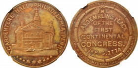 "1774" (ca. 1858) Sage's Historical Tokens -- No. 4, Carpenters' Hall, Philadelphia, Penn. Original. Bowers-4. Die State I. Copper. Plain Edge. MS-62 ...
