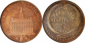 "1776" (ca. 1858) Sage's Historical Tokens -- No. 6, State House, Philadelphia. Corrected RENDEZVOUS Die. Original. Bowers-6b. Die State I. Copper. Pl...