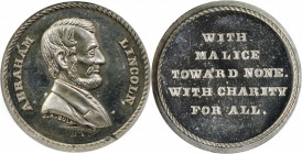 Undated (ca. 1865) Lincoln / With Malice Toward None Medal. By John Adams Bolen. Musante JAB-20, Cunningham 29-010W, King-866. Tin. Unc Details--Obver...