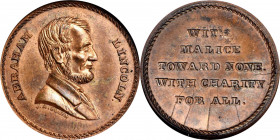 Undated (1872) Lincoln / With Malice Toward None Medal. By John Adams Bolen. Kline Restrike. Musante JAB-20, Cunningham 29-010C, King-866. Copper--Ove...