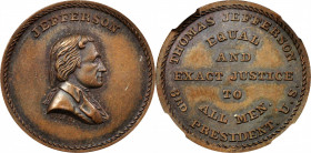 Undated (ca. 1867) Thomas Jefferson / Equal and Exact Justice For All Men Medal. By John Adams Bolen. Musante JAB-26. Copper. MS-63 BN (NGC).

25 mm...