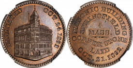 1893 Masonic Temple Cornerstone Laying Medal. By John Adams Bolen. Musante JAB-41. Copper. MS-64 BN (NGC).

29 mm.

From our sale of the Ralph A. ...