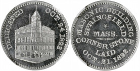 1893 Masonic Temple Cornerstone Laying Medal. By John Adams Bolen. Musante JAB-41. Aluminum. MS-65 PL (NGC).

29 mm.