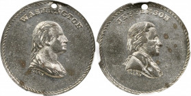 Undated (ca. 1872) Washington Bust / Jefferson Bust Medal Muling. By Kline, using John Adams Bolen's dies. Musante JAB M-9, Musante GW-799, Baker-222....