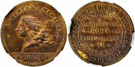 "1776" (1876) Bolen's Libertas Americana / Col. Wood's Museum Medal. Kline Muling. Musante JAB K-6, Rulau Pa-Ph 502. Brass. Unc Details--Cleaned (NGC)...