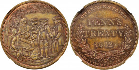 "1682" (1860) Robert Lovett, Jr.'s Historical Series Medal--No. 1, Penn's Treaty. Bronze. MS-63 BN (NGC).

31 mm.