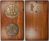 1909 Hudson-Fulton Celebration Wall Plaque with Uniface Obverse and Reverse Medal Impressions. By Emil Fuchs. Miller-23, Rulau N-21, var. Bronze. Extr...