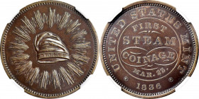 1836 First Steam Coinage Medal. By Christian Gobrecht. Julian MT-21. Mar 23/Feb 22 Date. Copper. Thick Planchet. MS-64 BN (NGC).

28 mm.