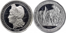 1892 World's Columbian Exposition. Liberty Head Dollar. HK-222a, Eglit-51. Rarity-6. Aluminum. Low Relief. MS-66 DPL (NGC).

35 mm.