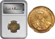 Undated (ca. 1860) Washington Gaming Token or Spiel Marke. Small Format. Short Bust - Eagle. Musante GW-410, Baker-602. Brass. MS-65 (NGC).

22 mm....