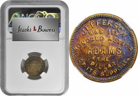 "1776" Thomas Jefferson Fourth of July Commemorative Medalet. By Alfred S. Robinson. Eidlitz-5. Brass. MS-65 (NGC).

19 mm.

From the Tim Gabriele...