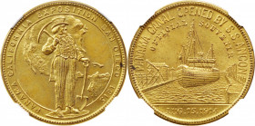 1915 Panama-California Exposition. Official Medal. HK-428. Rarity-5. Gilt. MS-64 (NGC).

34 mm.

From the Tim Gabriele Collection.