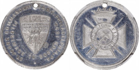 1895 St. John's Commandery No. 4, Philadelphia, Pennsylvania Pilgrimage to Boston Medalet. Aluminum. MS-63 DPL (NGC).

25 mm. Pierced for suspension...