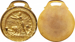 1915 Panama-Pacific Exposition Badge. Gilt. MS-63 (NGC).

39 mm. Integral loop for suspension. Obv: Eureka and bear before seashore, peripheral insc...