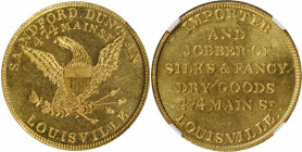 Kentucky--Louisville. Undated (1850s) Sandford Duncan. Miller-KY 10. Brass. Plain Edge. MS-65 PL (NGC).

29 mm.

From the Tim Gabriele Collection.