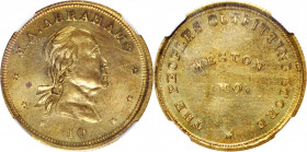 Missouri--Weston. Undated (1853-1854) M.A. Abrahams. Miller-Mo 41, Musante GW-190, Baker-506. Brass. Reeded Edge. MS-63 (NGC).

28 mm.

From the T...