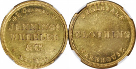 New York--New York. Undated Jennings, Wheeler & Co. Miller-NY 380A. Brass. Reeded Edge. MS-63 PL (NGC).

29 mm.

From the Tim Gabriele Collection.