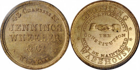 New York--New York. Undated Jennings, Wheeler & Co. Miller-NY 383. Brass. Reeded Edge. MS-64 (NGC).

29 mm.

From the Tim Gabriele Collection.