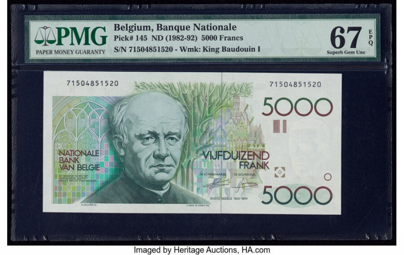 Belgium Banque Nationale de Belgique 5000 Francs ND (1982-92) Pick 145 PMG Super...