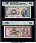 Brazil Banco Central Do Brasil 5; 10 Cruzeiros Novos on 5000; 10,000 Cruz ND (1966-67) Pick 188b; 190b Two Examples PMG Gem Uncirculated 66 EPQ; Choic...