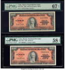 Cuba Banco Nacional de Cuba 100 Pesos 1959 Pick 93a Two Examples PMG Superb Gem Unc 67 EPQ; Choice About Unc 58 EPQ. 

HID09801242017

© 2020 Heritage...