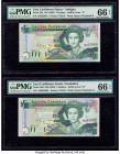 East Caribbean States Central Bank, Antigua 5 Dollars ND (1993) Pick 26a; 26d; 26u (2) Four Examples PMG Gem Uncirculated 66 EPQ (3); Gem Uncirculated...