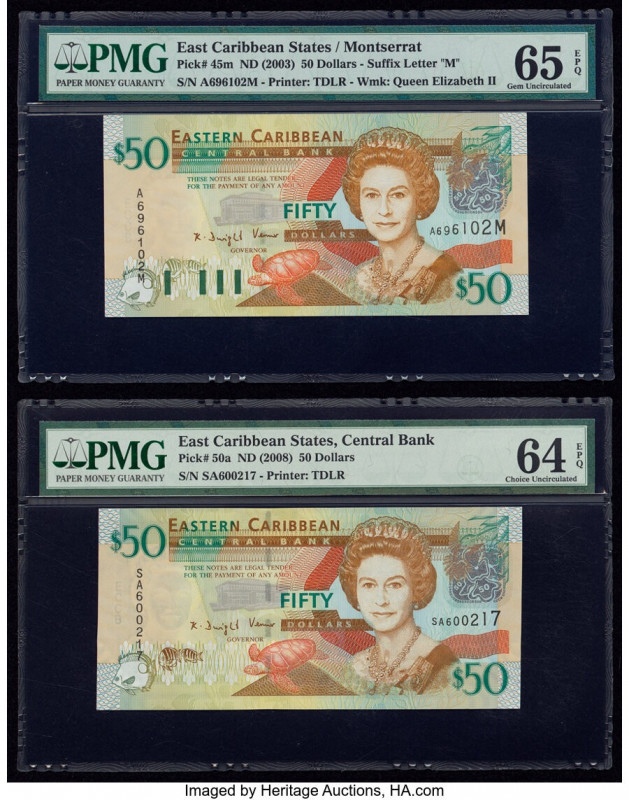 East Caribbean States Central Bank 50 Dollars ND (2003); ND (2008) Pick 45m; 50a...