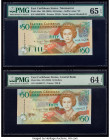 East Caribbean States Central Bank 50 Dollars ND (2003); ND (2008) Pick 45m; 50a Two Examples PMG Gem Uncirculated 65 EPQ; Choice Uncirculated 64 EPQ....