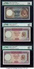Egypt National Bank of Egypt; Central Bank 1; 5 Pound 26.5.1948; 1964-65 (2) Pick 22d; 40 (2) Three Examples PMG Choice About Unc 58; Superb Gem Unc 6...
