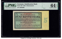 Germany Stabilization Bank 5 Rentenmark 1.11.1923 Pick 163 PMG Choice Uncirculated 64 EPQ. 

HID09801242017

© 2020 Heritage Auctions | All Rights Res...
